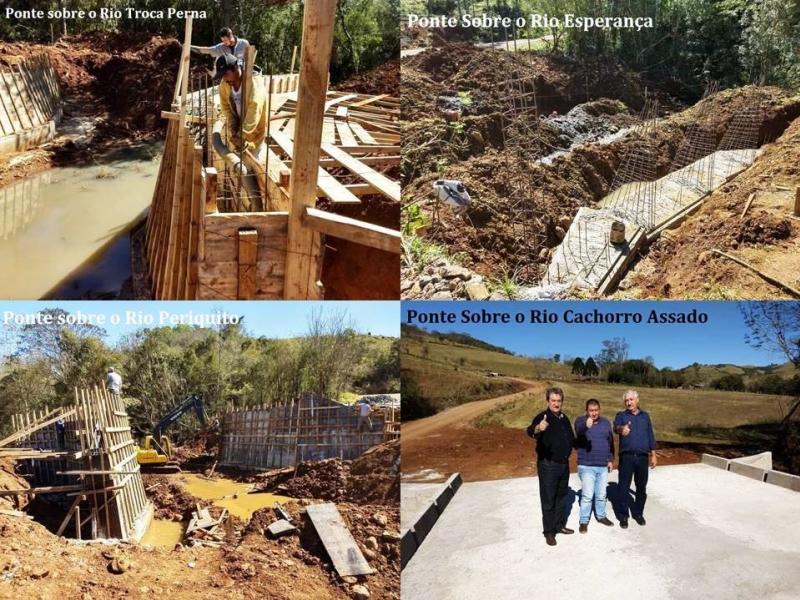 Prefeito, Vice Prefeito e Vereador visitam obras de construção de pontes no Interior de Nova Laranjeiras